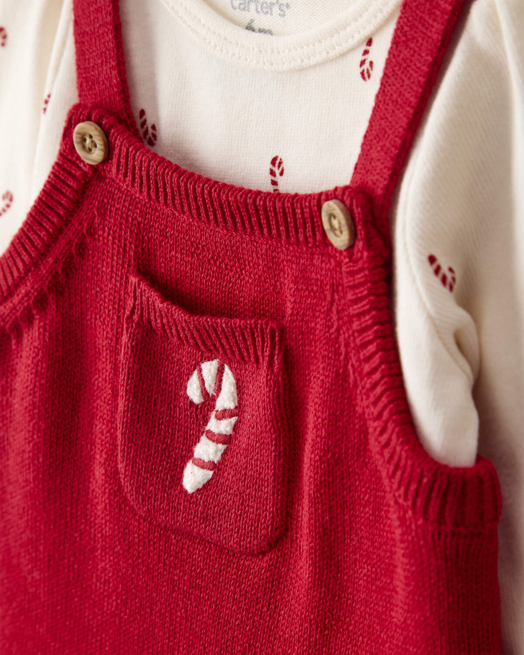 Baby Girl 2-Piece Candy Cane Print Long-Sleeve Top & Dress Set