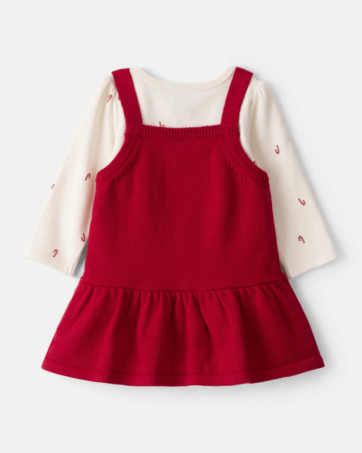 Baby Girl 2-Piece Candy Cane Print Long-Sleeve Top & Dress Set