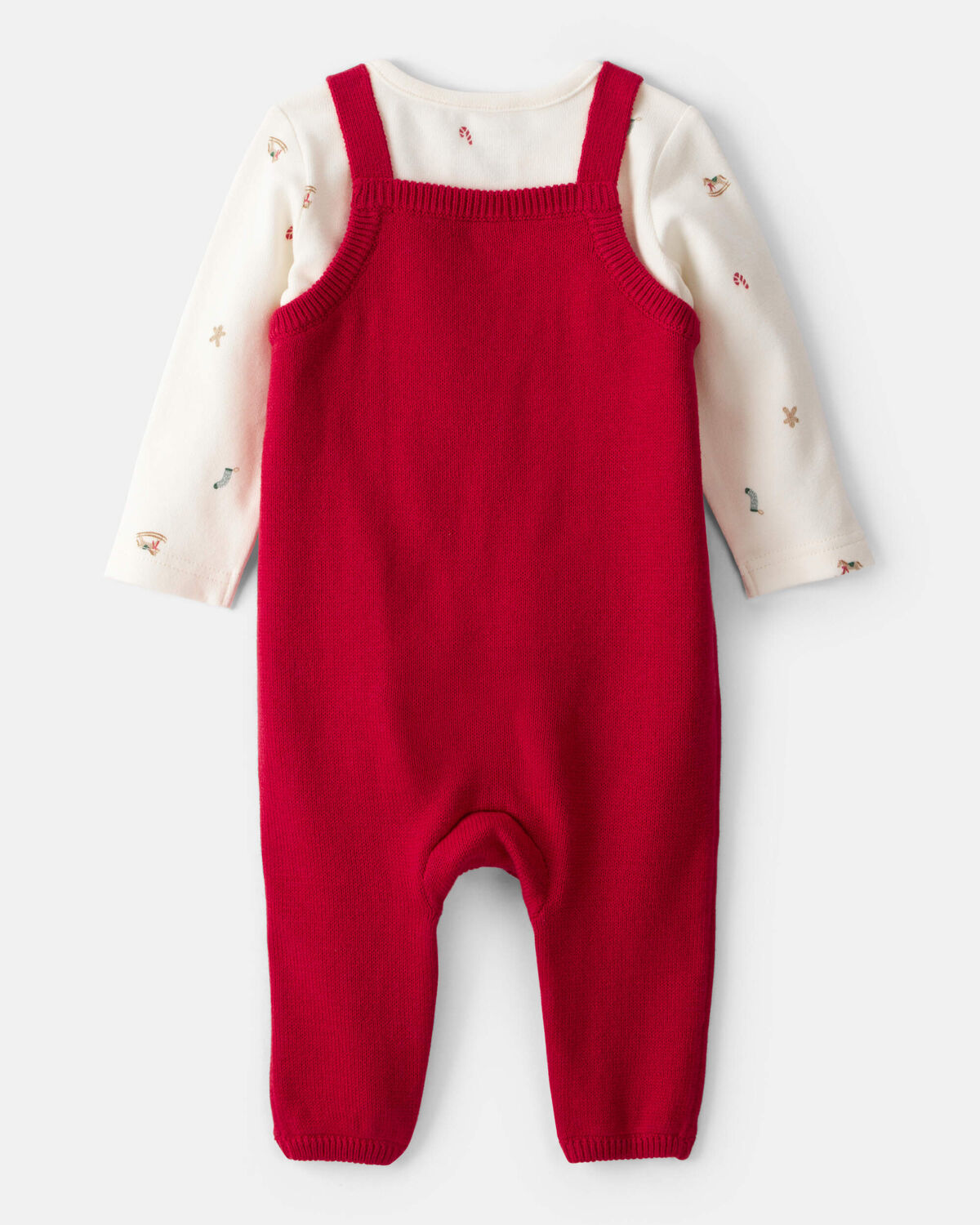 Baby Boy Gingerbread Holiday Print Long-Sleeve Overall Set
