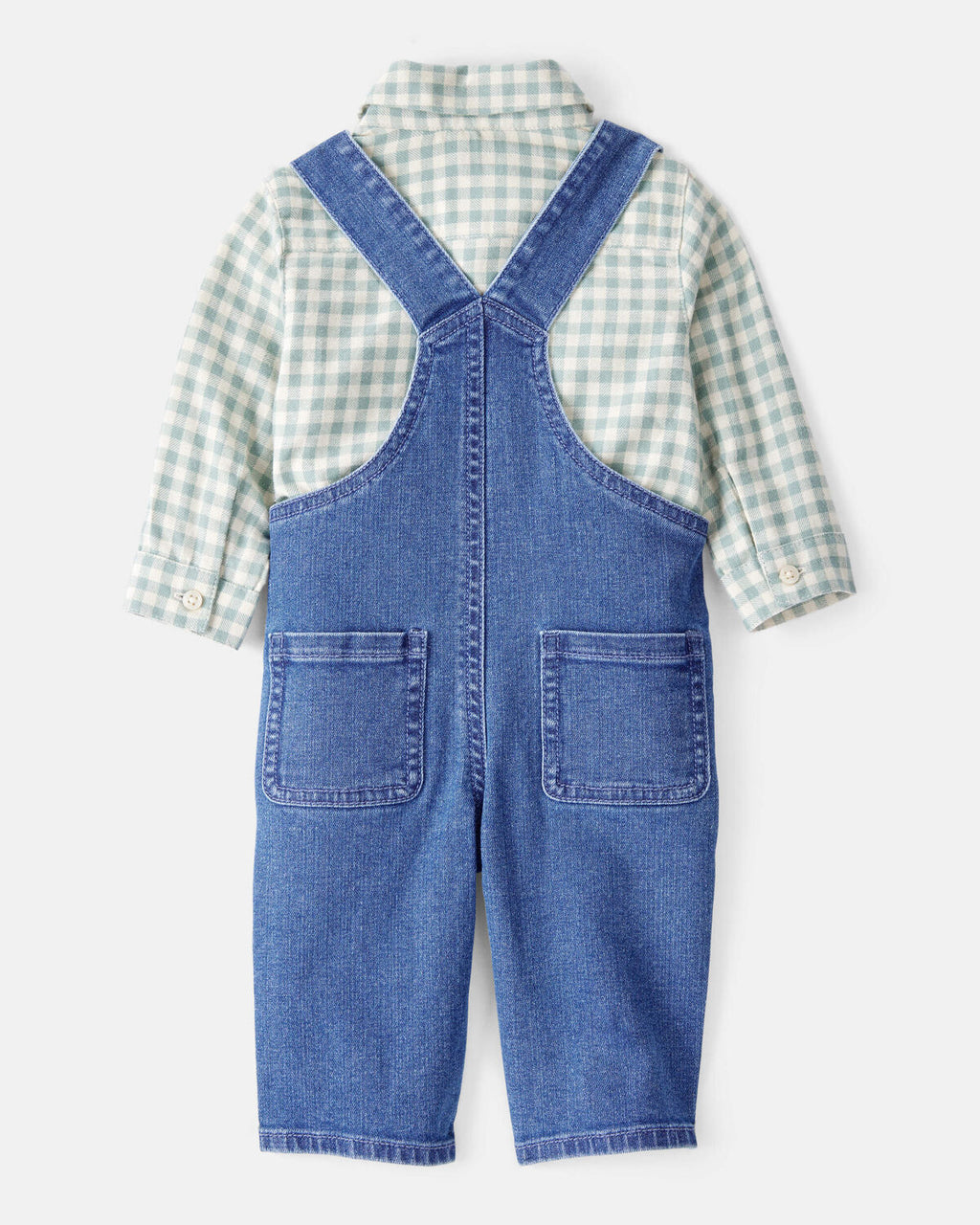 Baby Boy Checkered Print Bodysuit Overall Set
