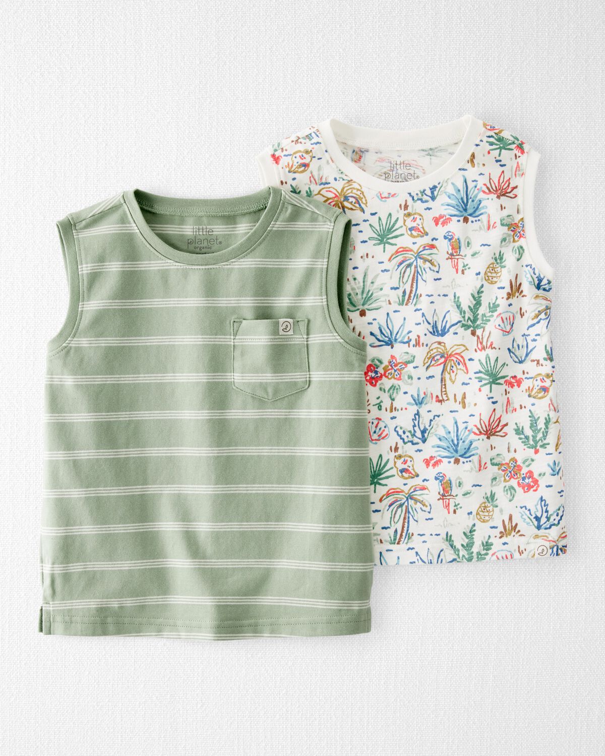 Toddler 2-Pack Organic Cotton Tropical Knit Tanks