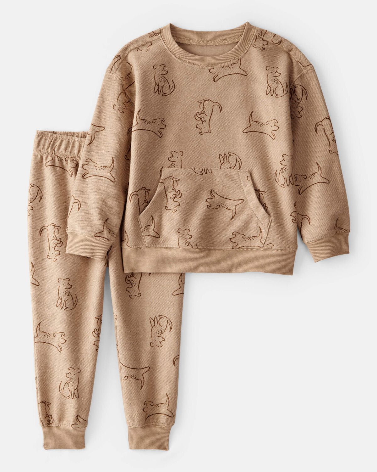 Toddler Boy Dog French Terry Long-Sleeve Tee & Pant Set