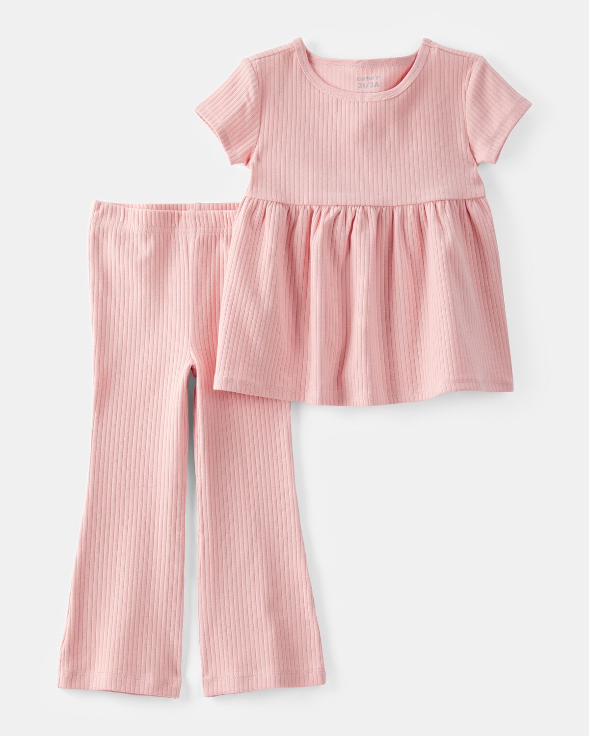 Toddler 2-Piece Ribbed Tee & Pull-On Pant Set