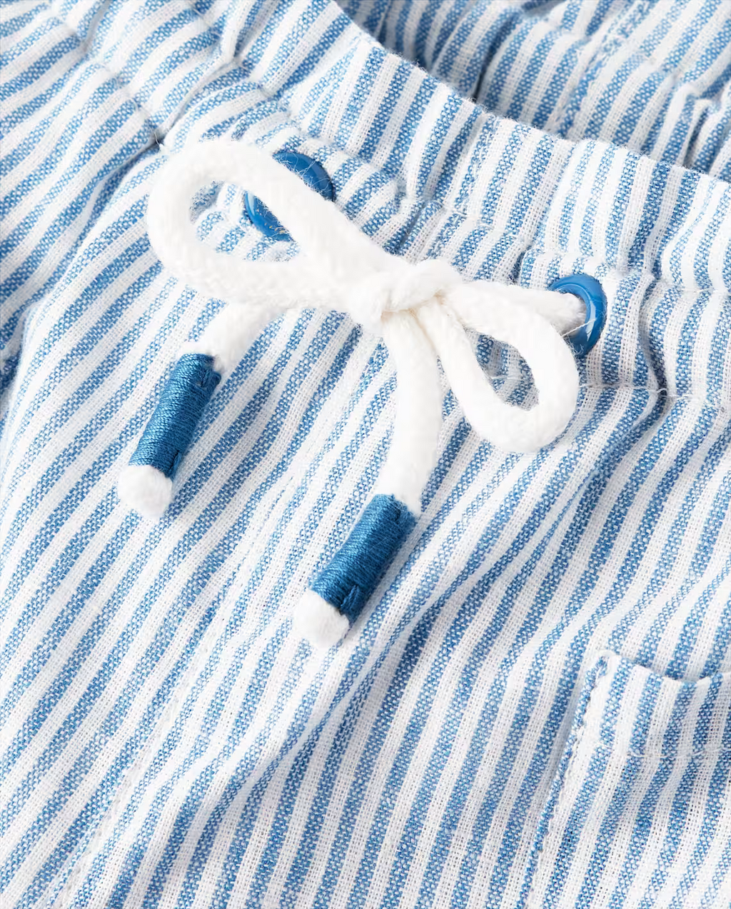 Girls Striped Linen-Blend Pull On Shorts