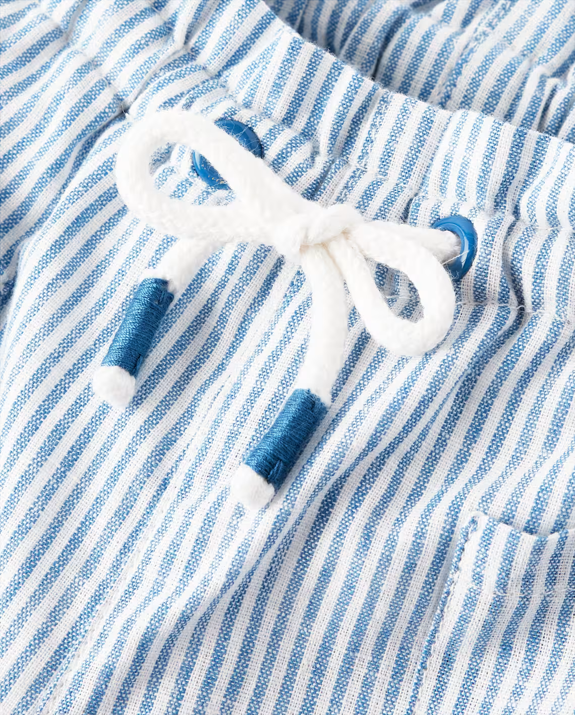 Girls Striped Linen-Blend Pull On Shorts