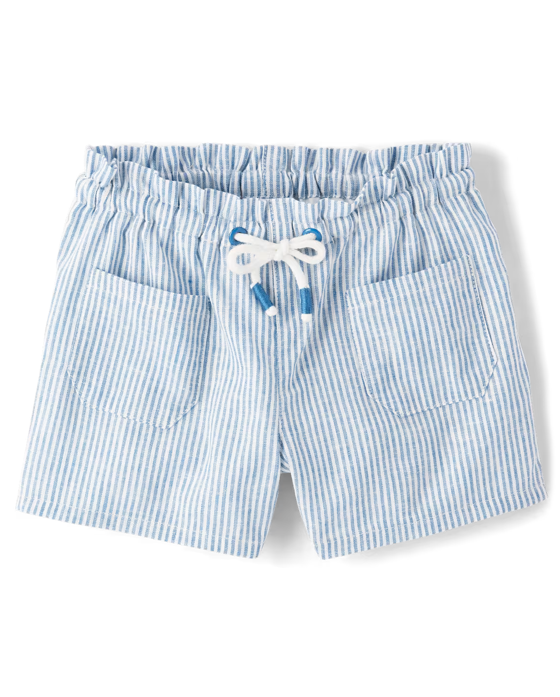 Girls Striped Linen-Blend Pull On Shorts