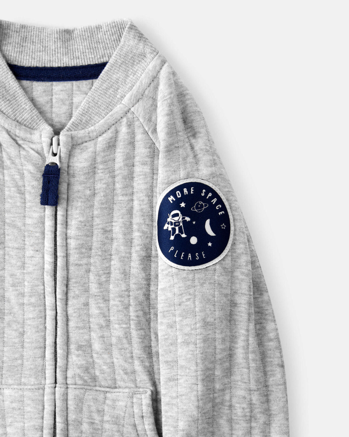 Baby Boy Space Quilted Long-Sleeve Jumpsuit - Grey