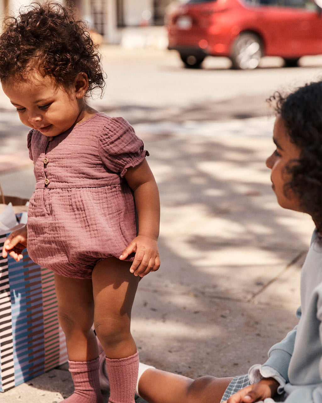 3-Piece Acorn Print Short-Sleeve Dress Set