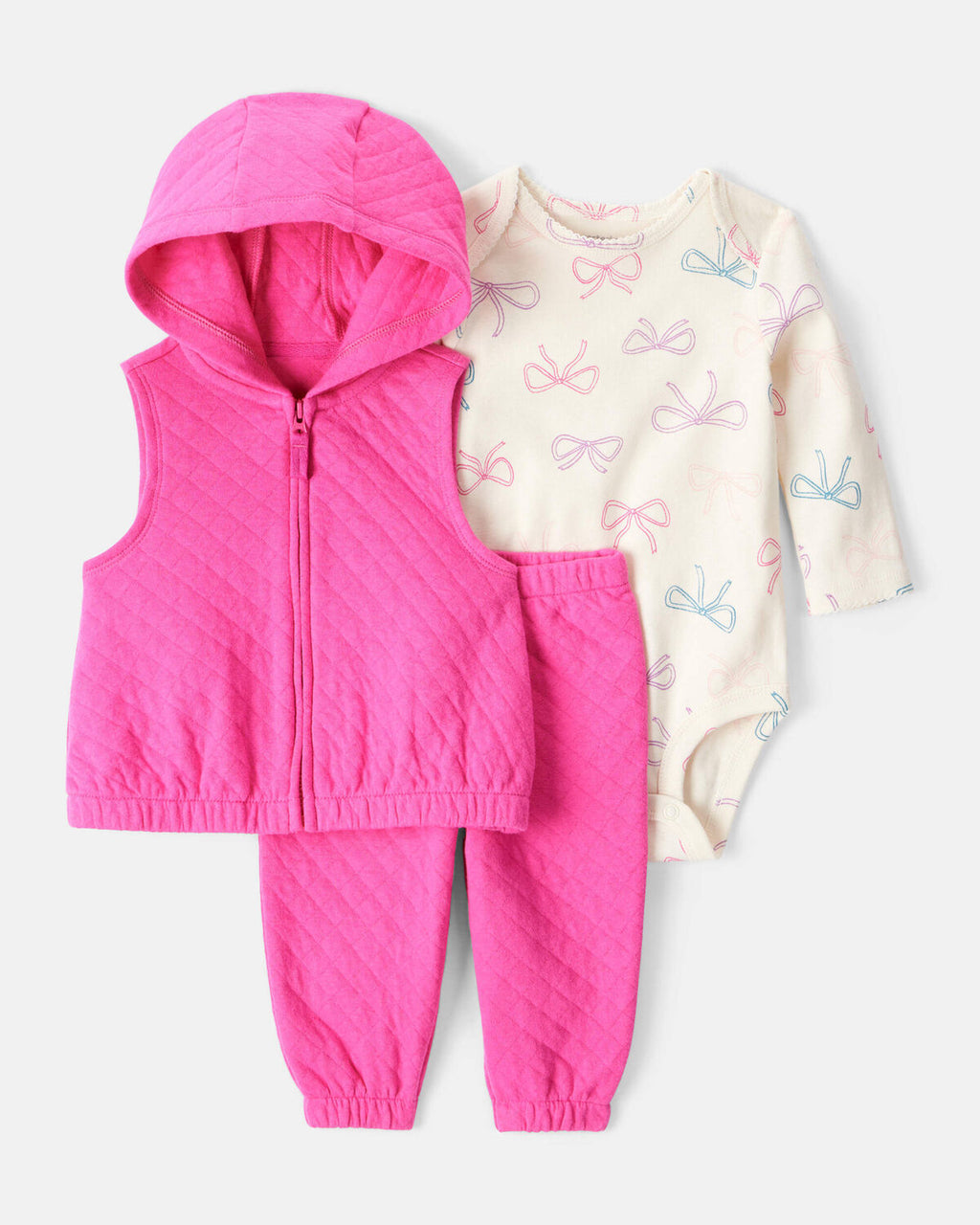 Bow Print Bodysuit - Vest & Pant Set