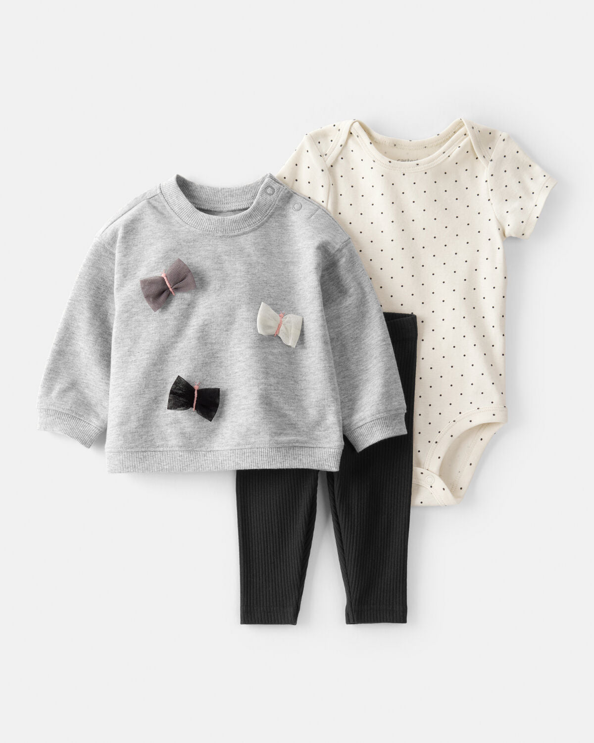 3-Piece Bows Little Pullover Set