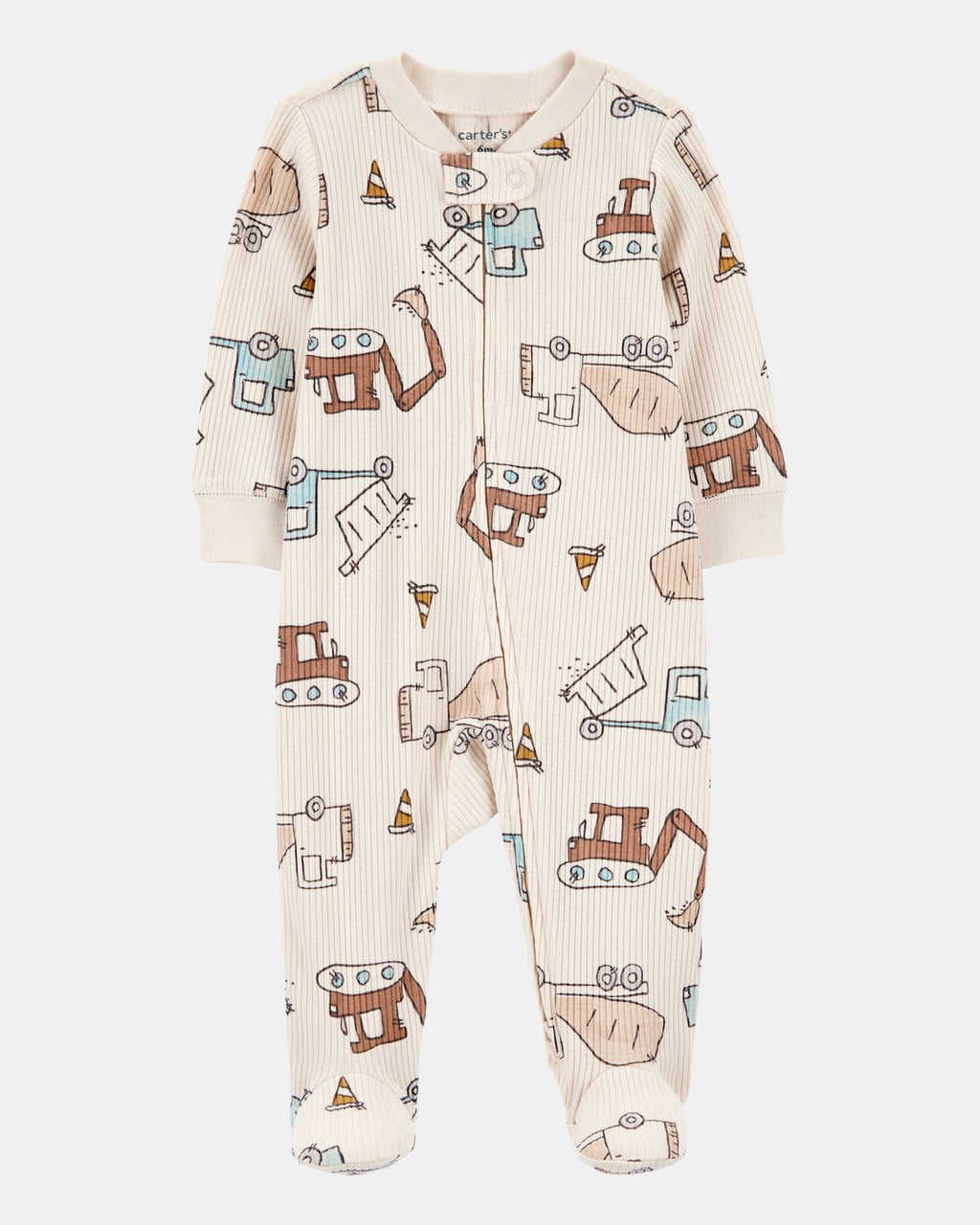 Baby Boy Construction 2-Way Zip Ribbed Sleep & Play Pajamas