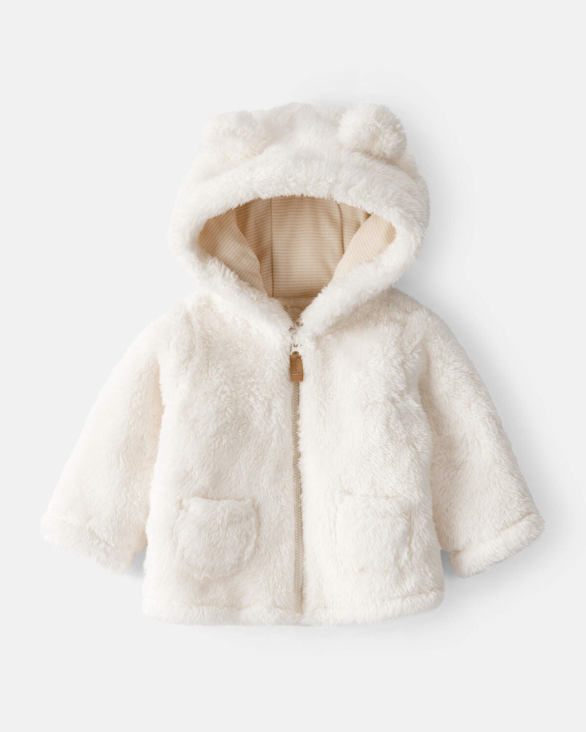 Baby Girl Sherpa Long-Sleeve Hooded Zip-Up Jacket