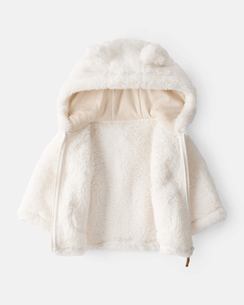 Baby Girl Sherpa Long-Sleeve Hooded Zip-Up Jacket