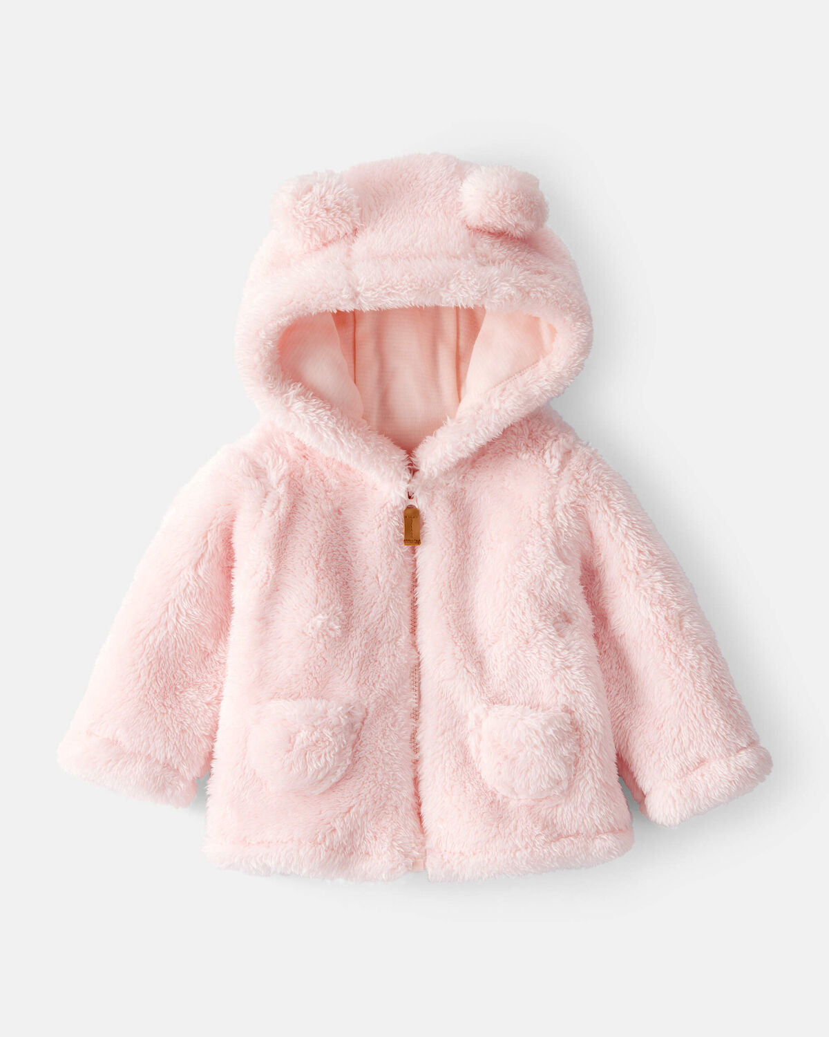 Baby Girl Sherpa Long-Sleeve Hooded Zip-Up Jacket