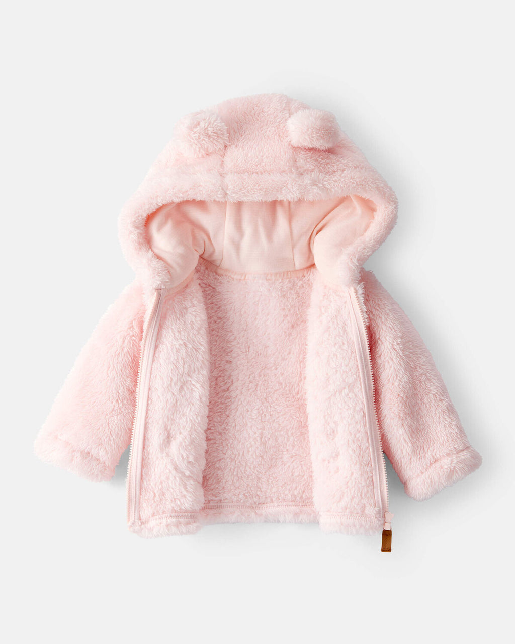Baby Girl Sherpa Long-Sleeve Hooded Zip-Up Jacket