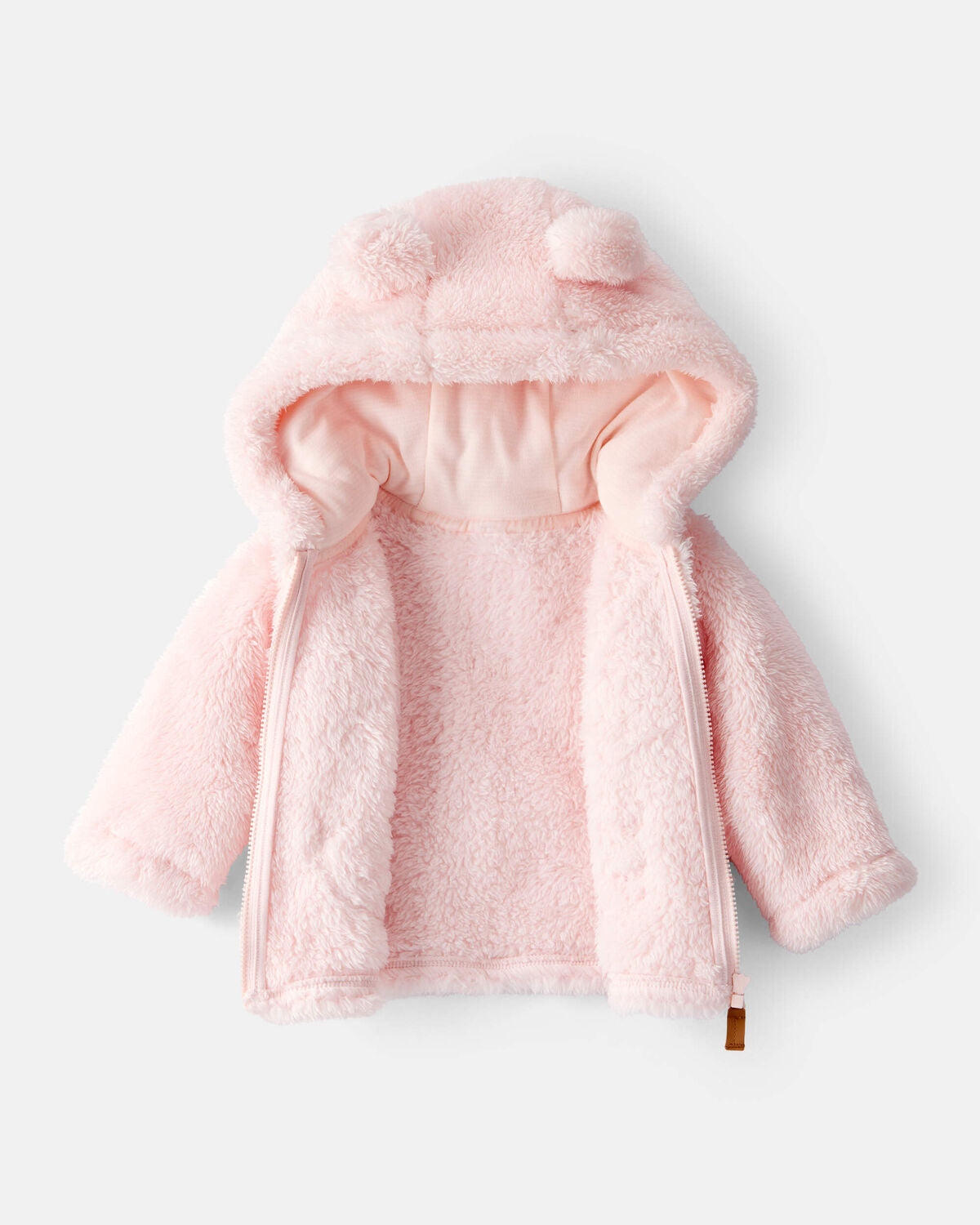 Baby Girl Sherpa Long-Sleeve Hooded Zip-Up Jacket