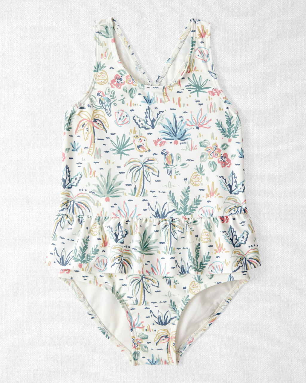 Toddler Girl Recycled Tropical Print Swimsuit