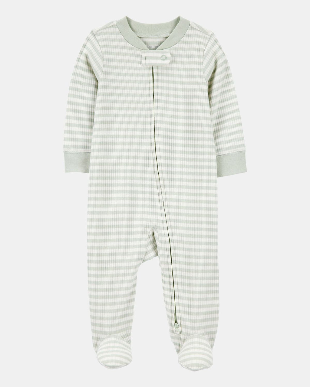 Baby Boy Striped 2-Way Zip Ribbed Sleep & Play Pajamas